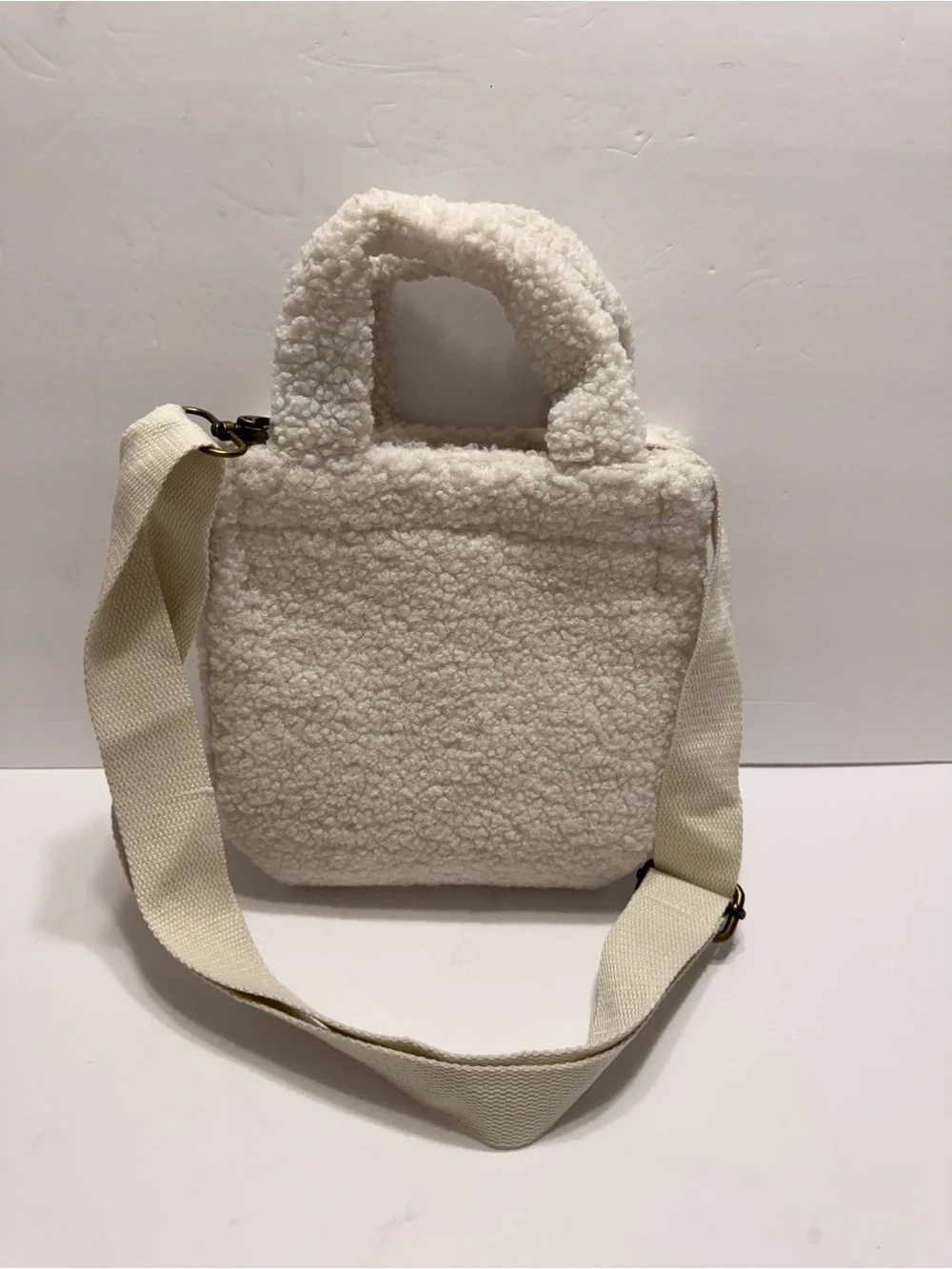 American Eagle Cream Sherpa Tote Bag with Crossbody Adjustable Strap